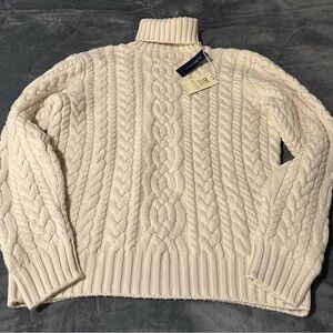 Polo Ralph Lauren Cream Cable Knit Turtleneck Winter Olympic Sweater